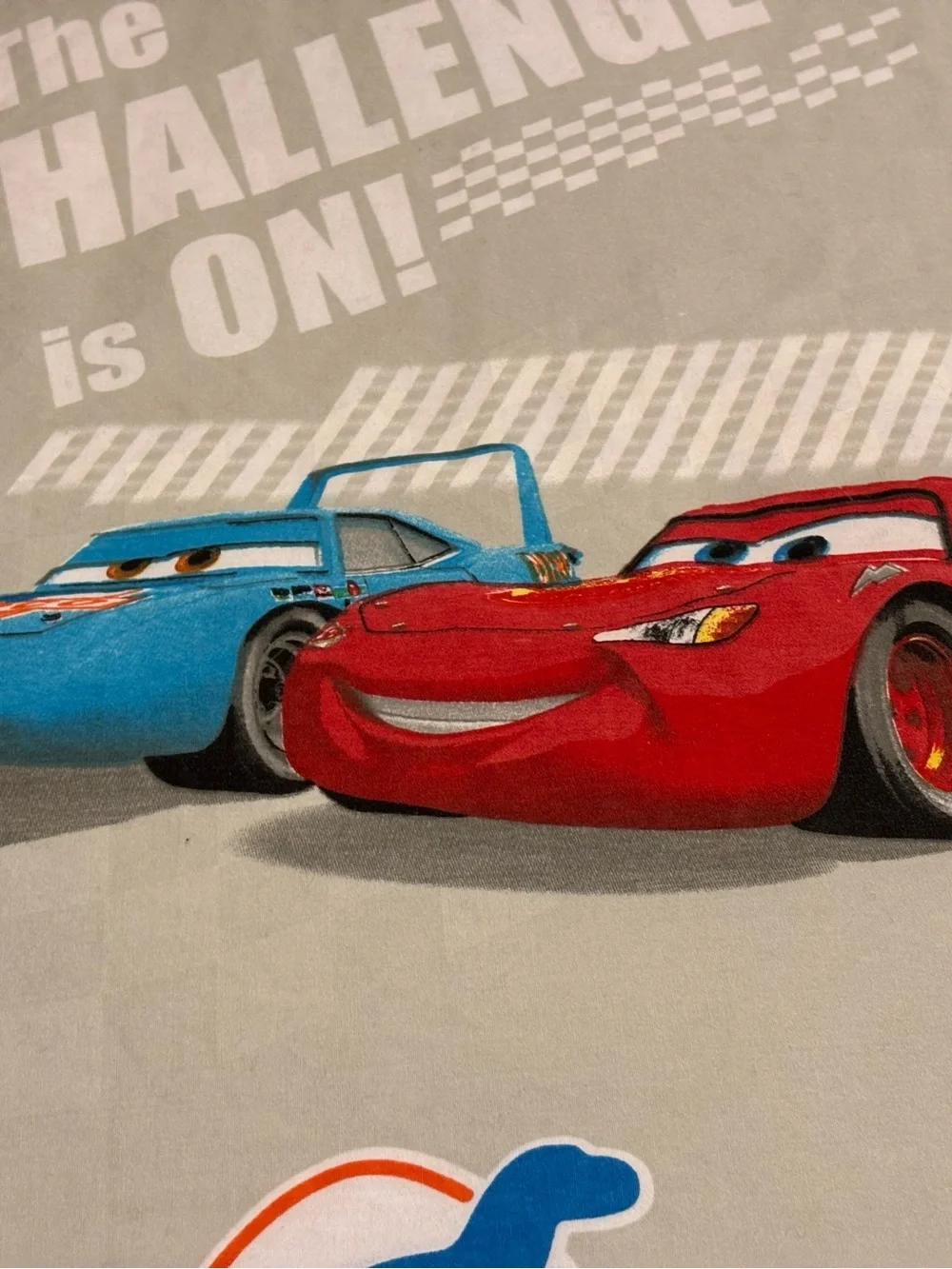 Disney Pixar The World of Cars Full Flat Sheet Light Gray Lightning McQueen